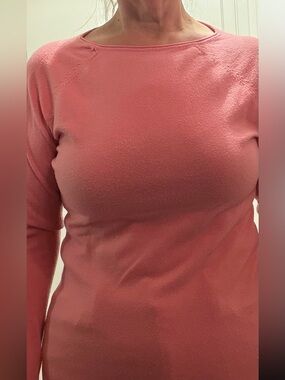 Everyday Long Sleeve Crewneck Top in peach coral
